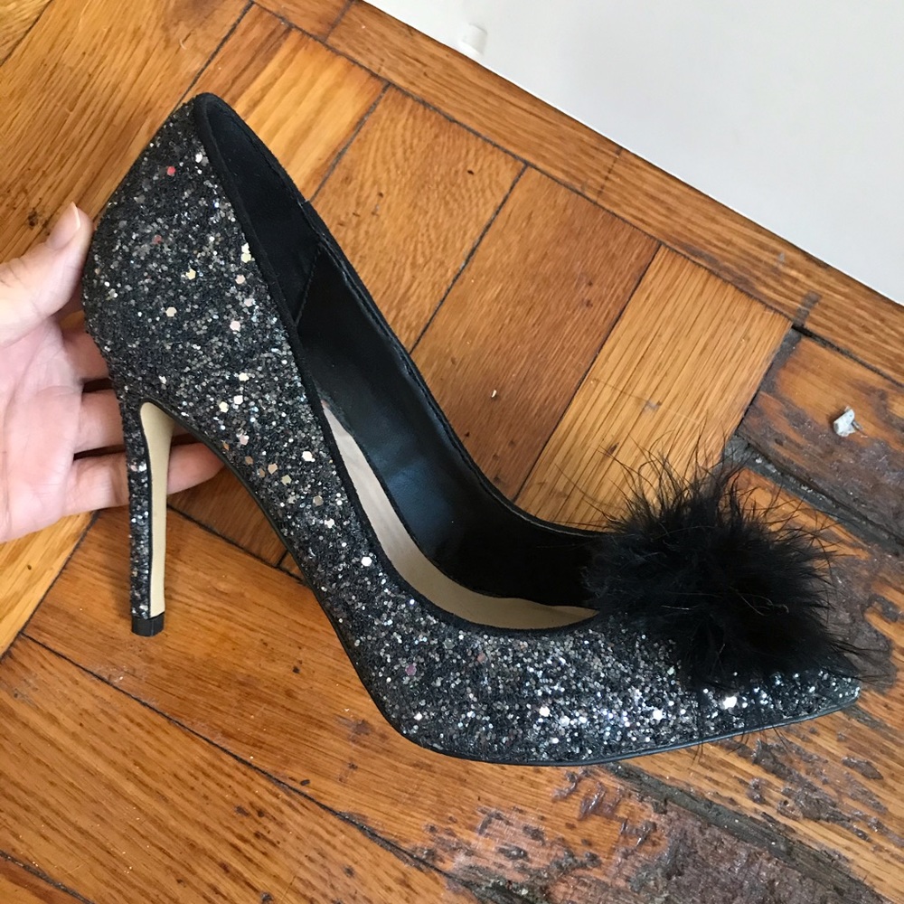 Fun sparkle heels with pompom fluff! - Picture 4 of 5